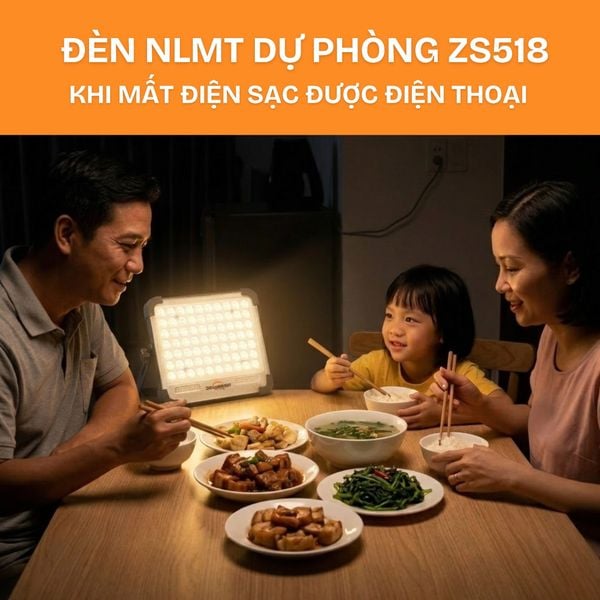 ĐÈN NLMT ZS518 DỰ PHÒNG KHI MẤT ĐIỆN SẠC ĐƯỢC ĐIỆN THOẠI