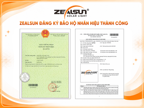 Nhãn hiệu ZEALSUN được đăng ký và bảo hộ theo quy định