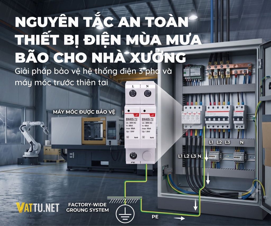 NGUYÊN TẮC AN TOÀN THIẾT BỊ ĐIỆN MÙA MƯA BÃO CHO NHÀ XƯỞNG