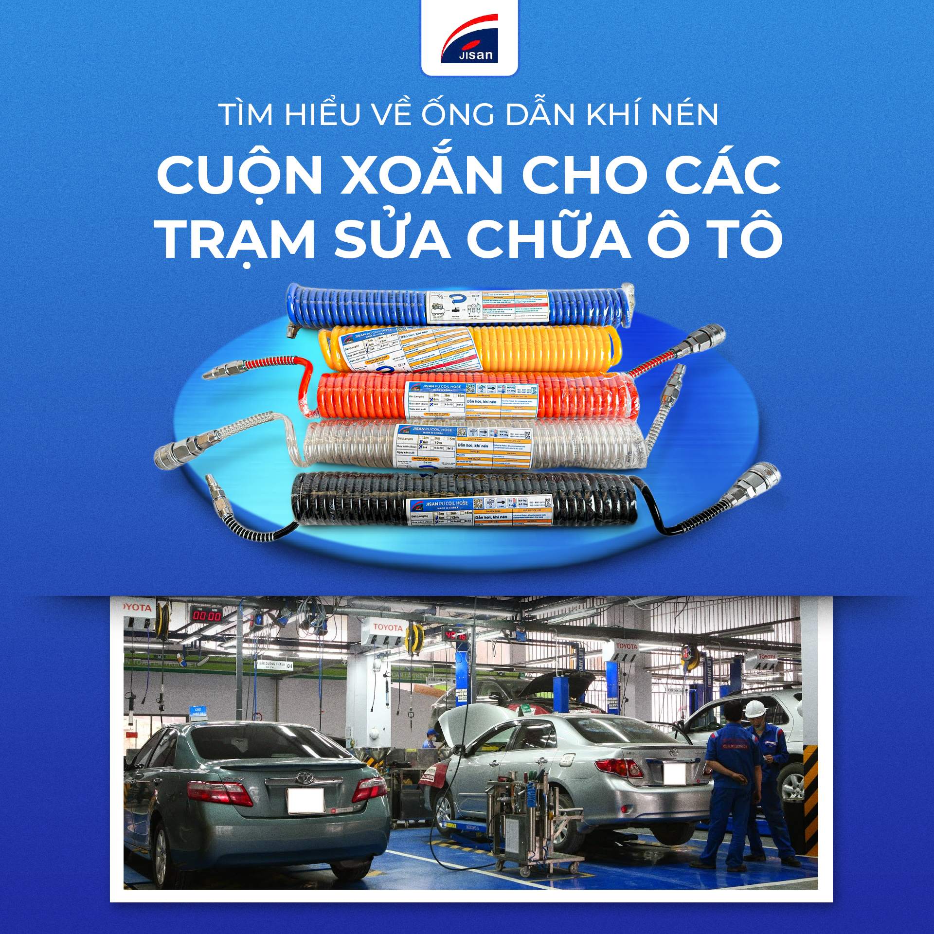 Tìm hiểu về ống dẫn khí nén cuộn xoắn cho các trạm sửa chữa ô tô