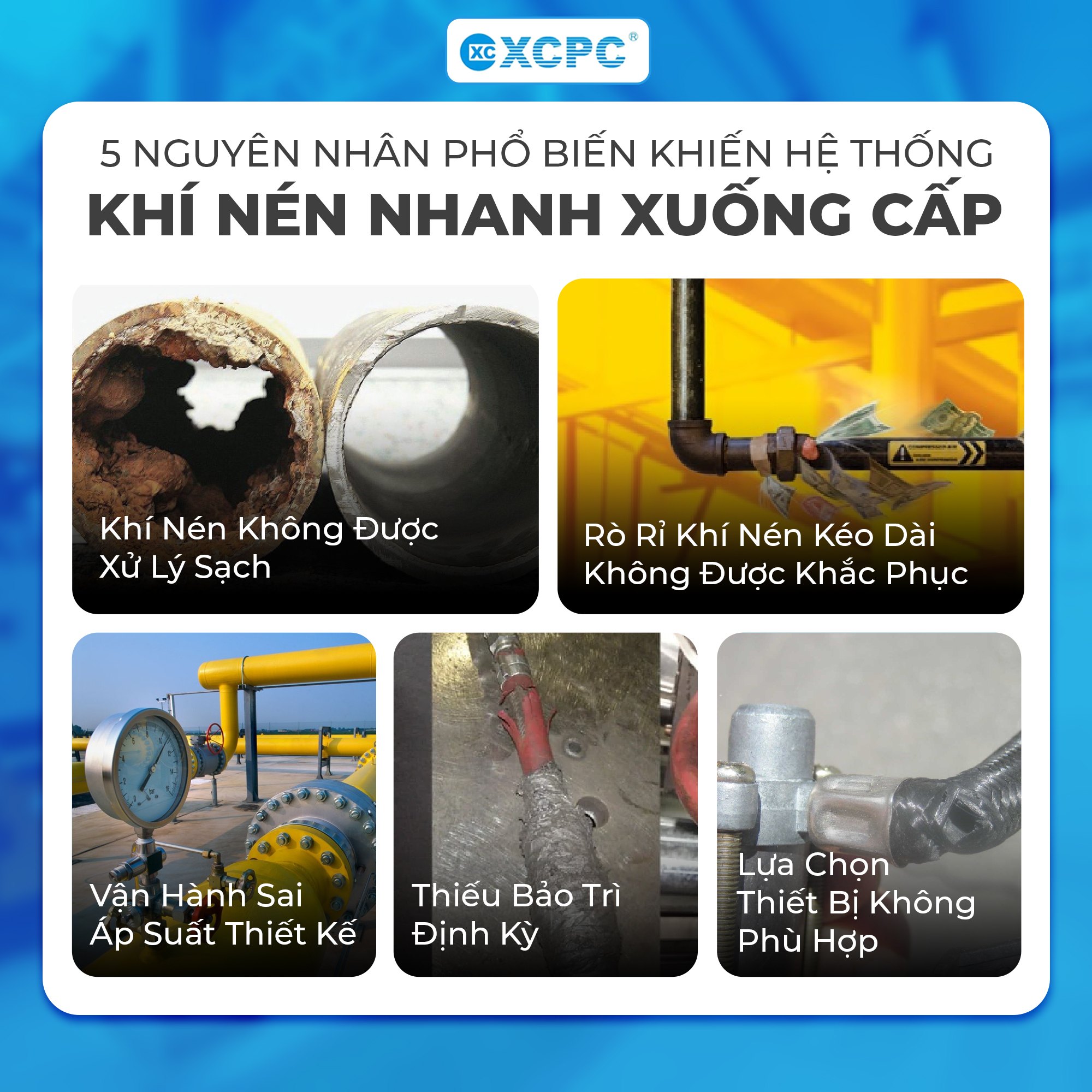 Vì sao hệ thống khí nén nhanh xuống cấp? 5 nguyên nhân phổ biến