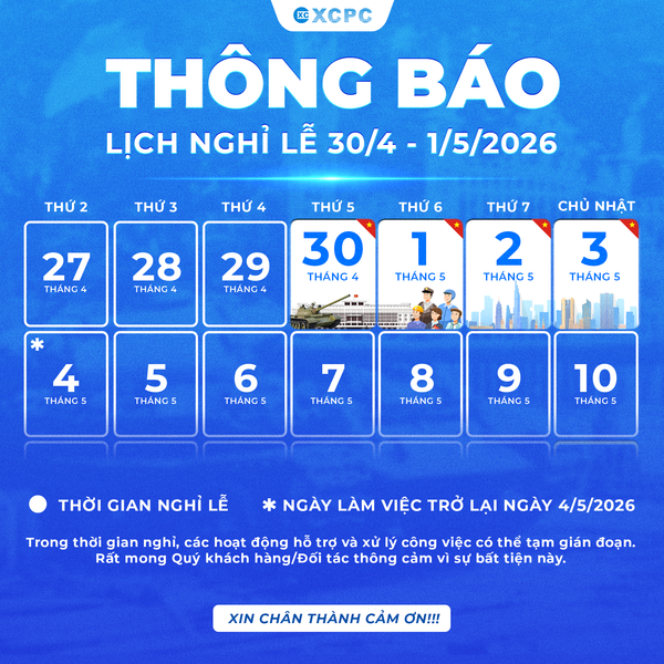 THÔNG BÁO LỊCH NGHỈ LỄ 30/4 – 1/5
