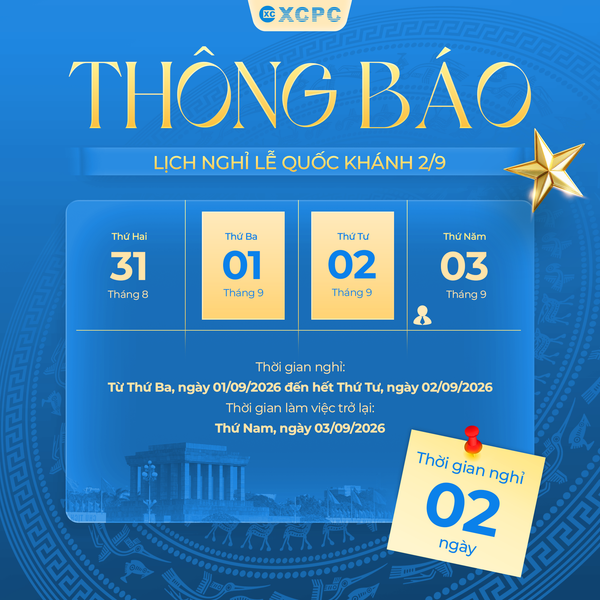 THÔNG BÁO LỊCH NGHỈ LỄ 2/9