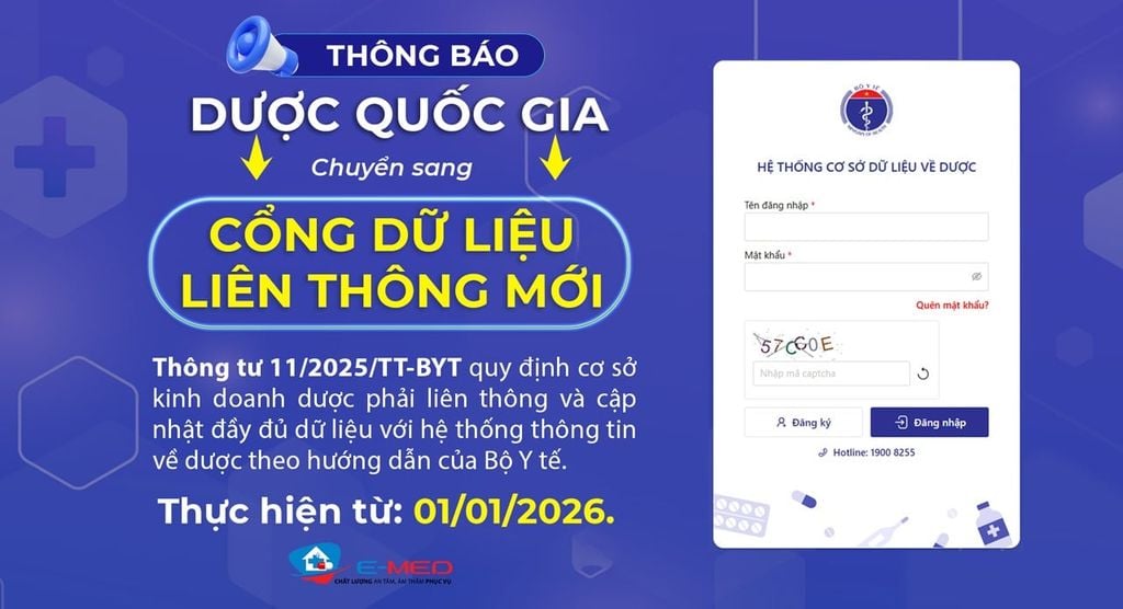Thông báo – Hệ thống Dược Quốc gia sẽ được chuyển sang Cổng Dữ Liệu Liên Thông mới