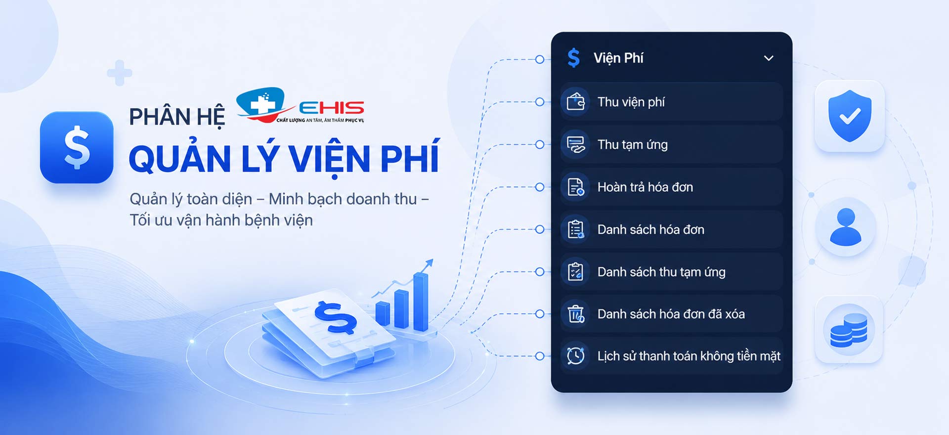 Các tính năng quản lý viện phí trên phần mềm bệnh viện ehis