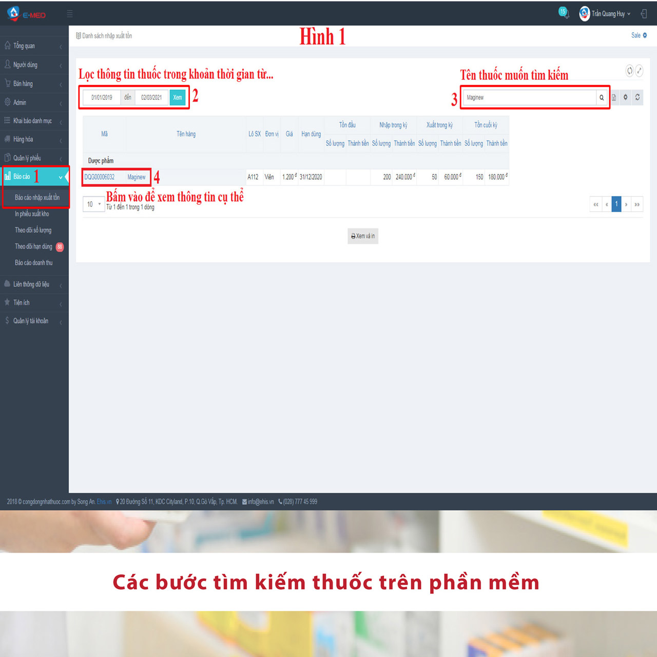 Cách tìm kiếm thuốc trên phần mềm