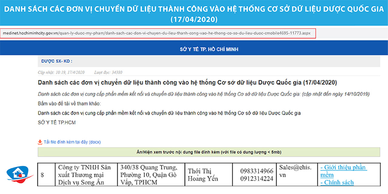 Phần mềm quản lý nhà thuốc E-Med trong danh sách kết nối thành công với Cơ sở dữ liệu Dược Quốc gia
