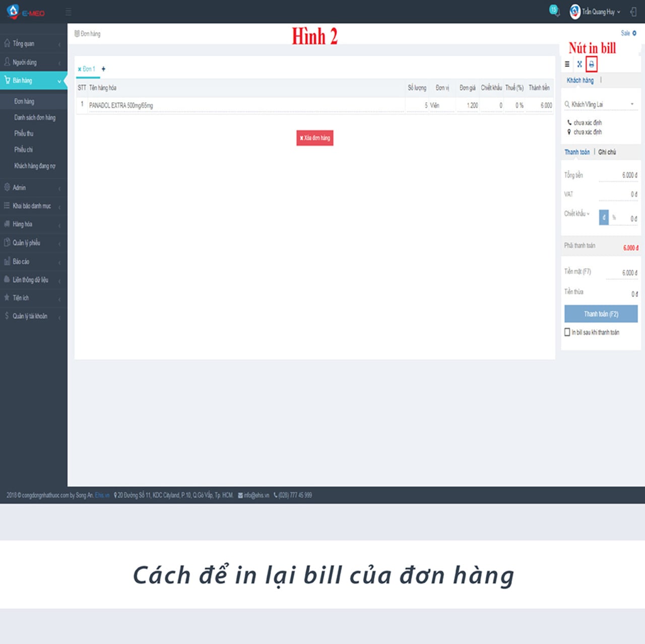 Hướng dẫn in lại bill đơn hàng đã bán trên phần mềm quản lý nhà thuốc nhanh chóng và dễ dàng