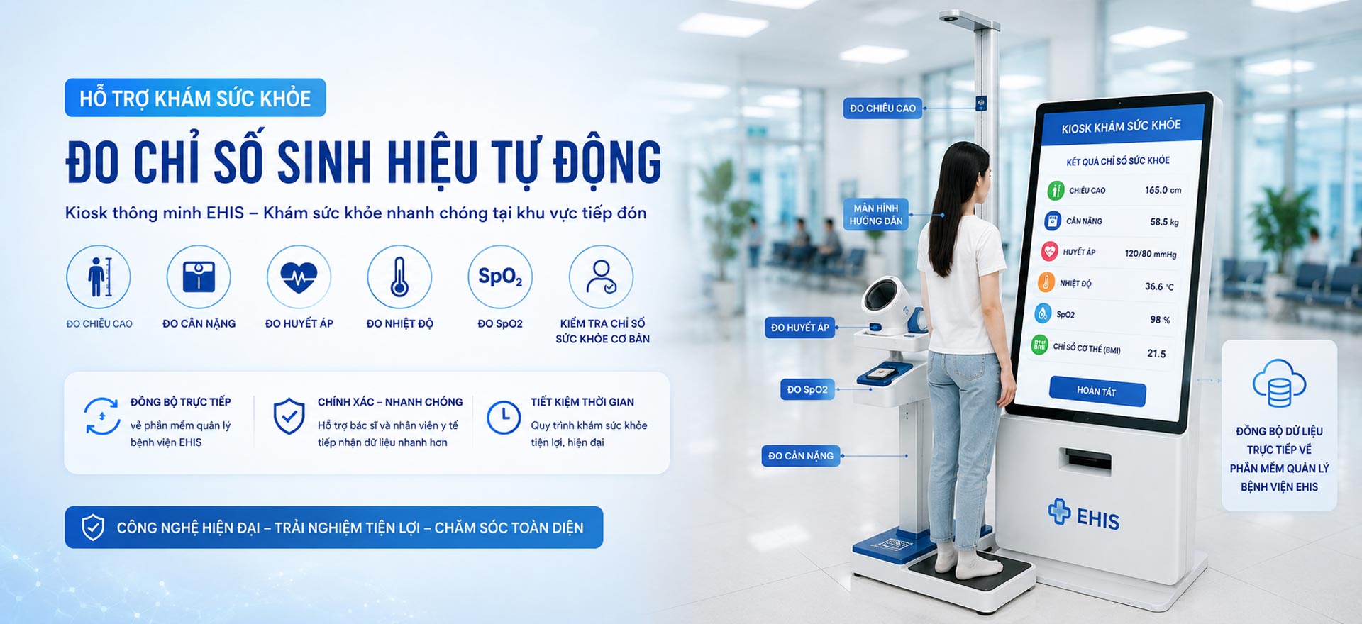 Phần mềm quản lý bệnh viện EHIS tích hợp kiosk khám sức khỏe thông minh