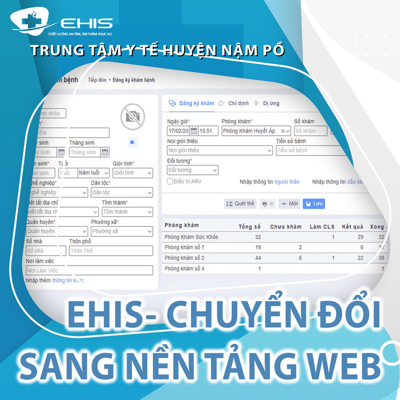 Phần mềm quản lý bệnh viện Ehis nền tảng website được triển khai tại Trung tâm Y tế huyện Nậm Pồ