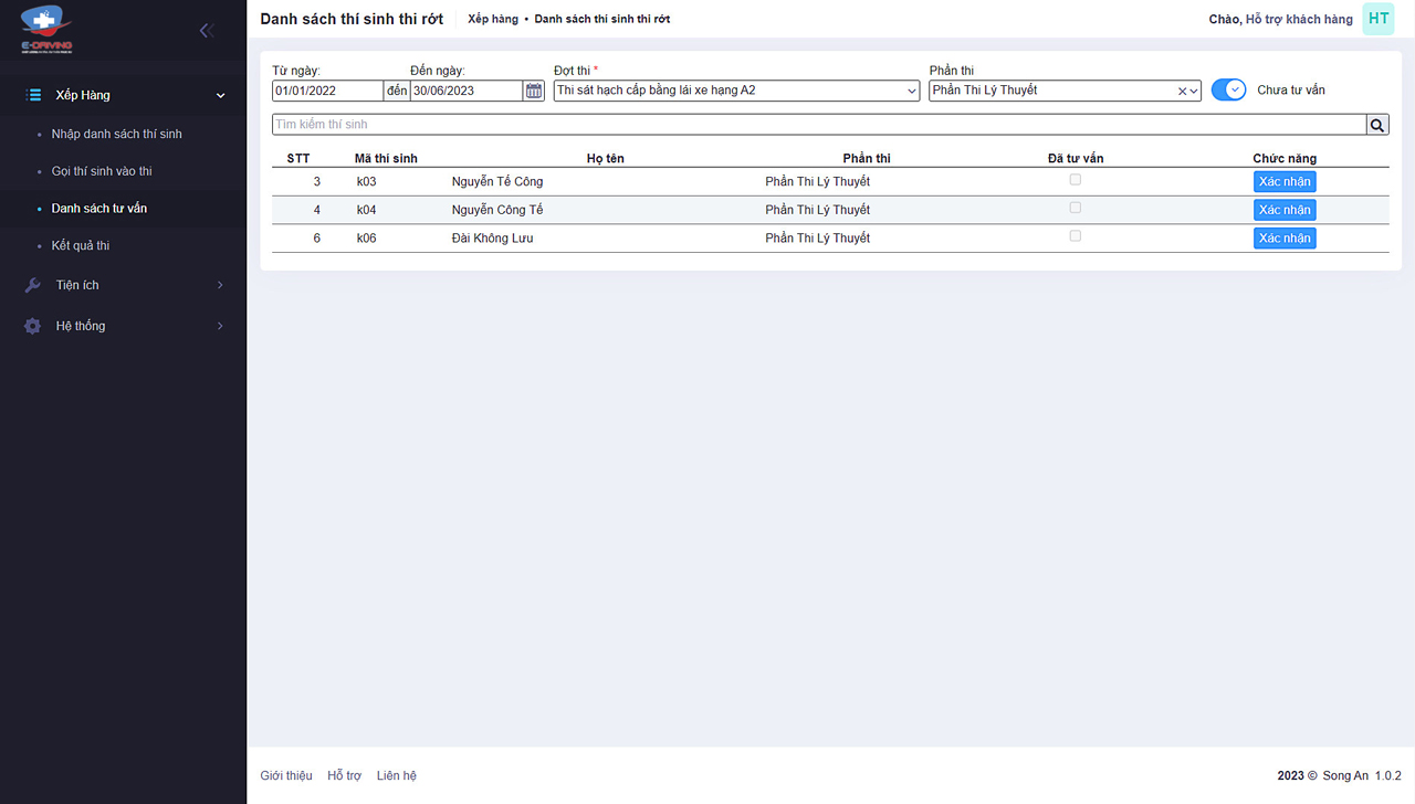 Phần mềm E-DRIVING hỗ trợ nhập danh sách thí sinh thi sát hạch lái xe từ file Excel