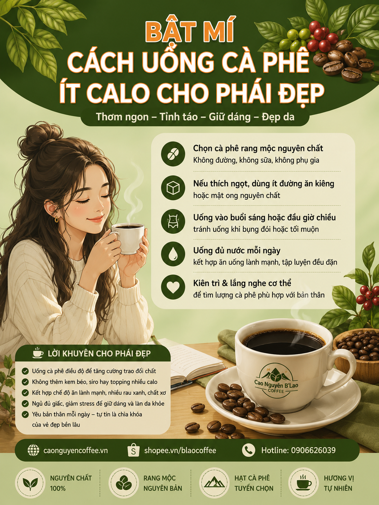 ☕ BẬT MÍ CÁCH UỐNG CÀ PHÊ ÍT CALO CHO PHÁI ĐẸP