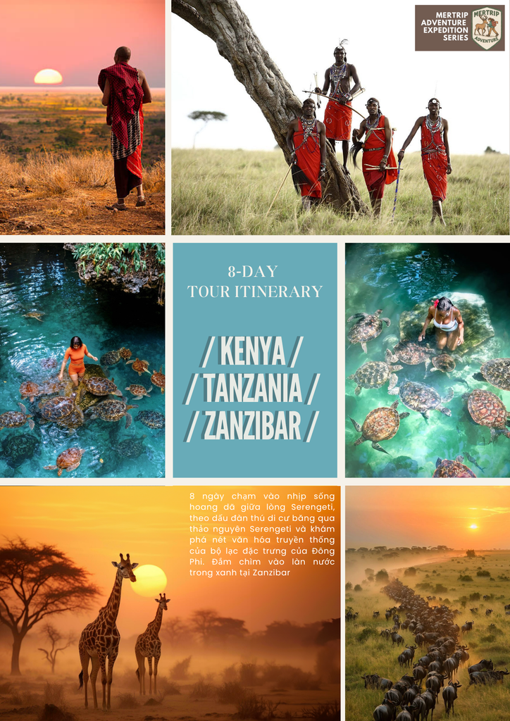 KENYA  – TANZANIA  – ZANZIBAR 🏝️ Hành trình săn thú hoang dã & nghỉ dưỡng thiên đường biển Đông Phi 🇰🇪 🇹🇿
