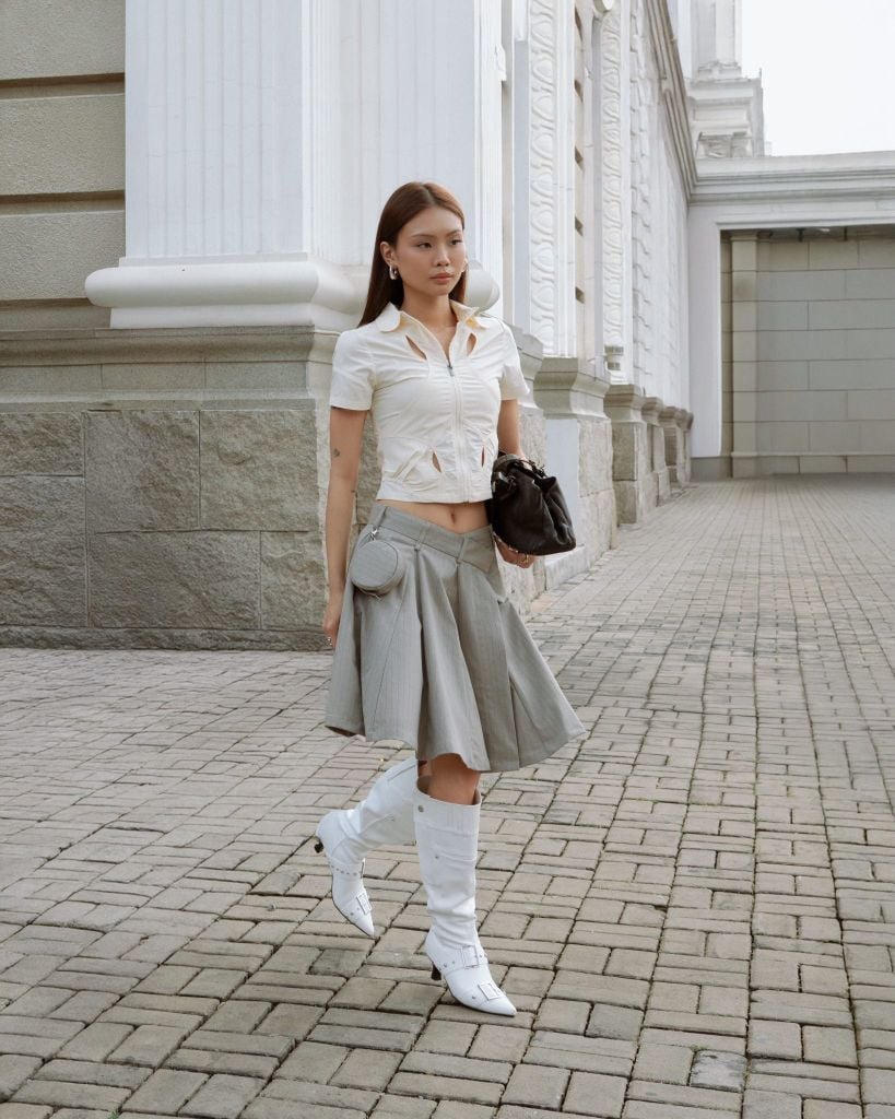 REVIEW: CIREN TOP (IVORY) & DEVORA SKIRT (BROWN STRIPES)
