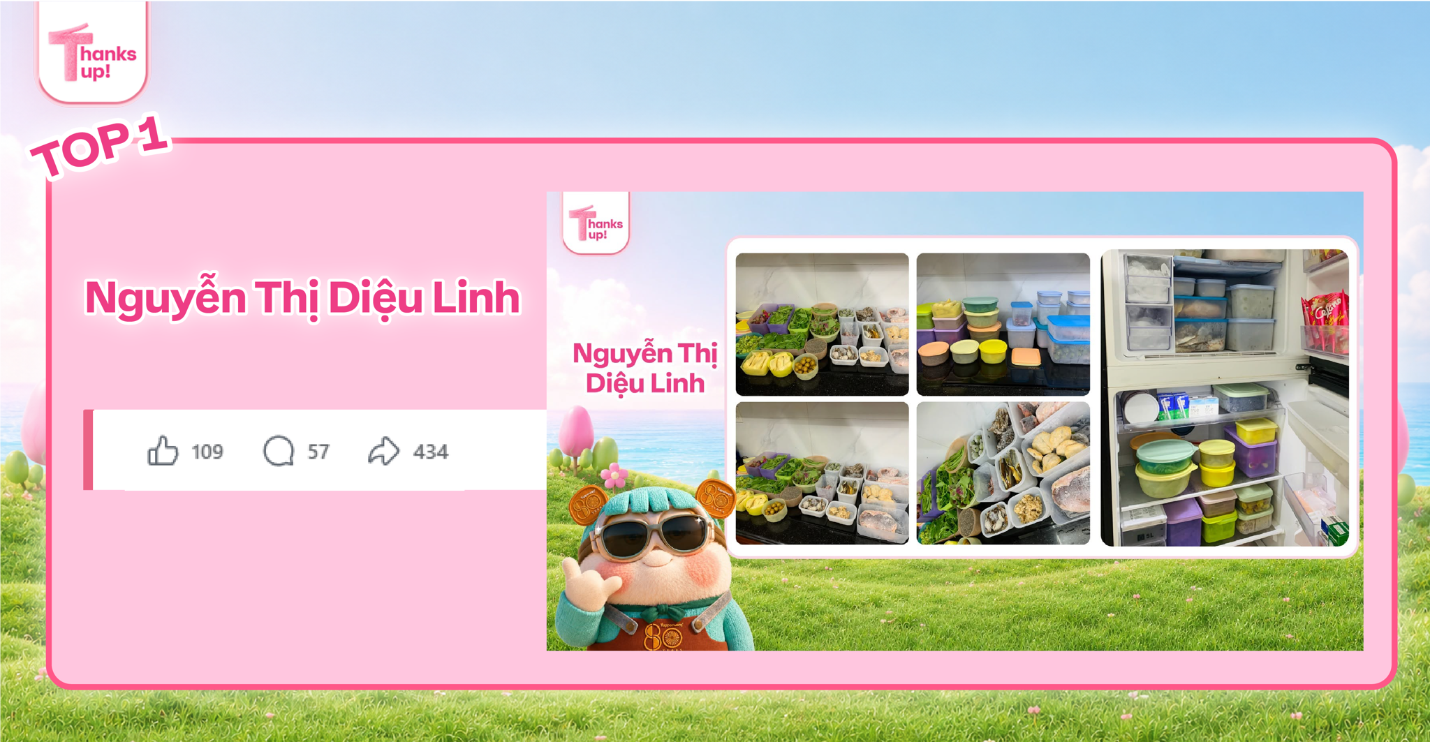 Top 5 bài dự thi Thanks Tup có lượt tương tác cao nhất