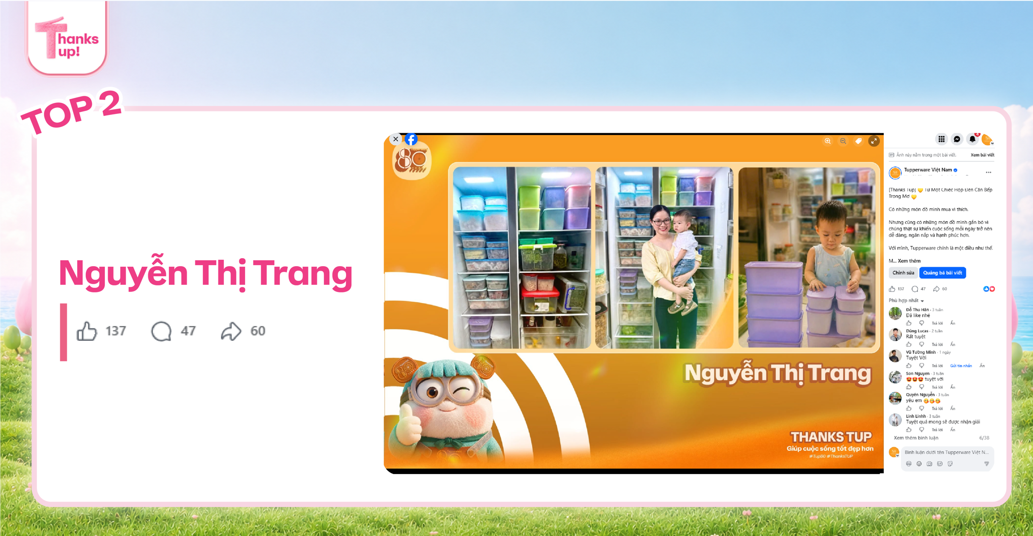 Top 5 bài dự thi Thanks Tup có lượt tương tác cao nhất