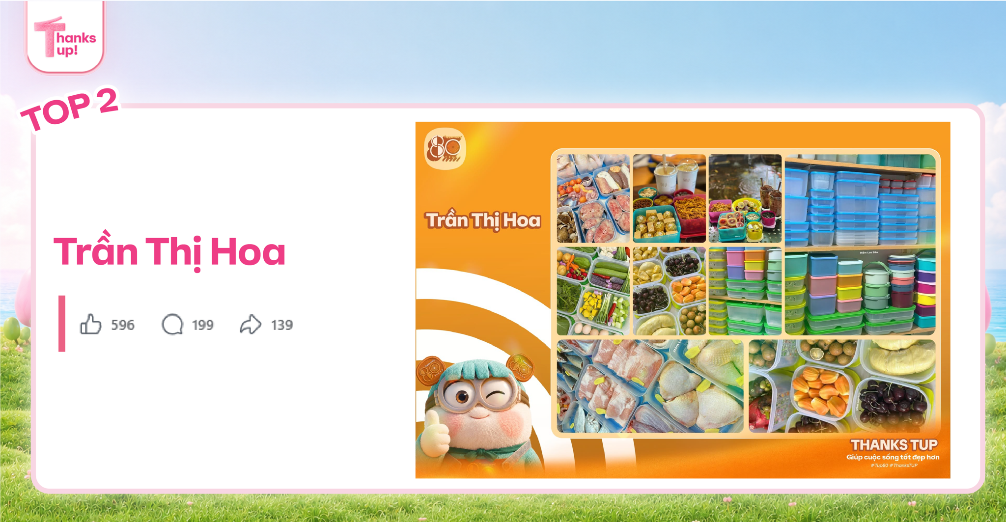 Top 5 bài dự thi Thanks Tup có lượt tương tác cao nhất