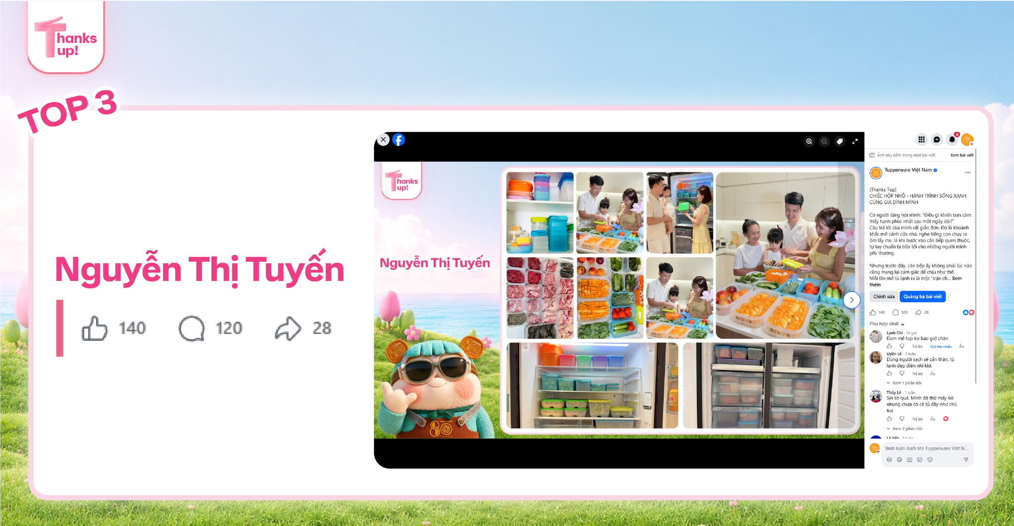 Top 5 bài dự thi Thanks Tup có lượt tương tác cao nhất