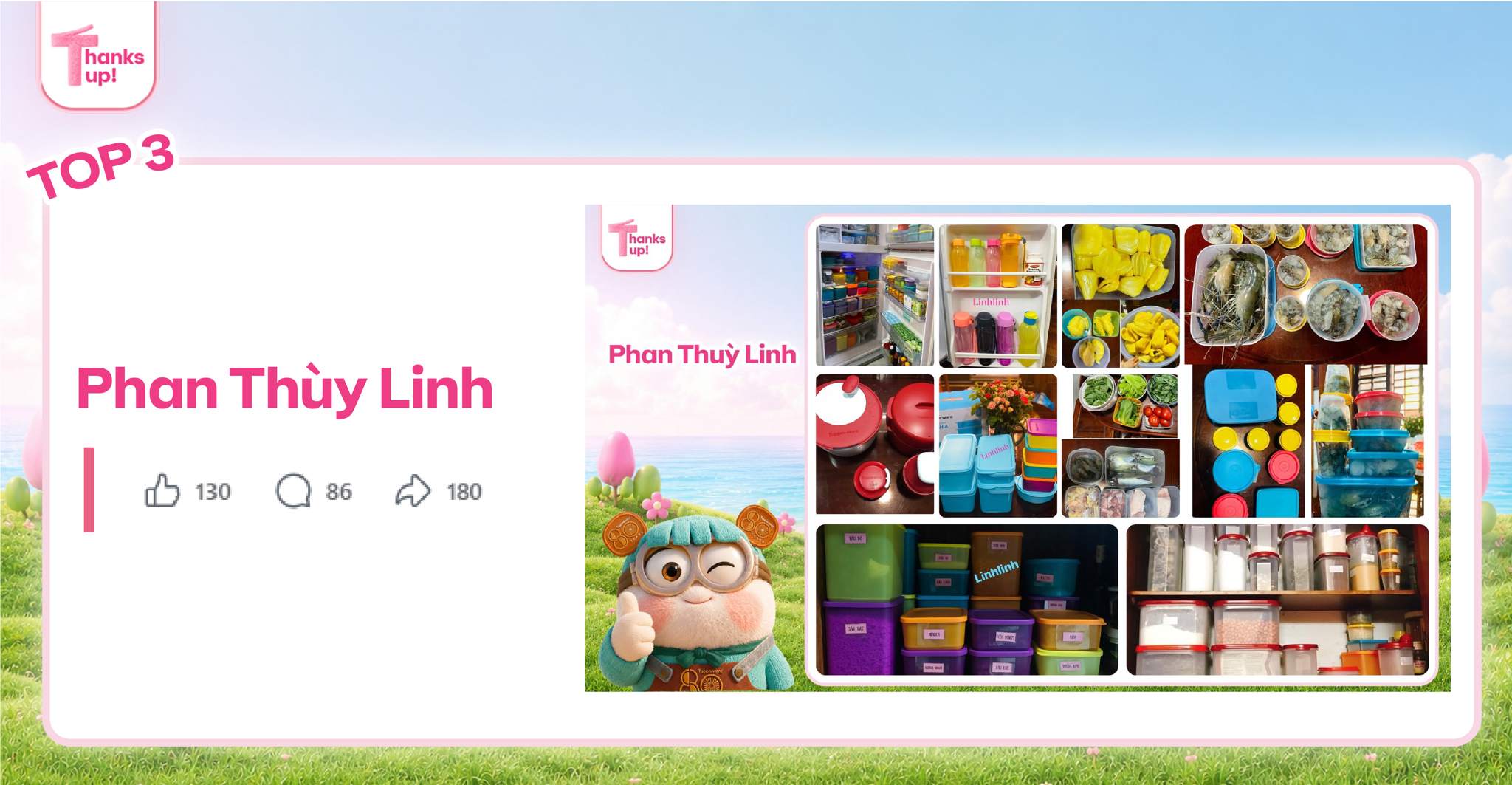 Top 5 bài dự thi Thanks Tup có lượt tương tác cao nhất