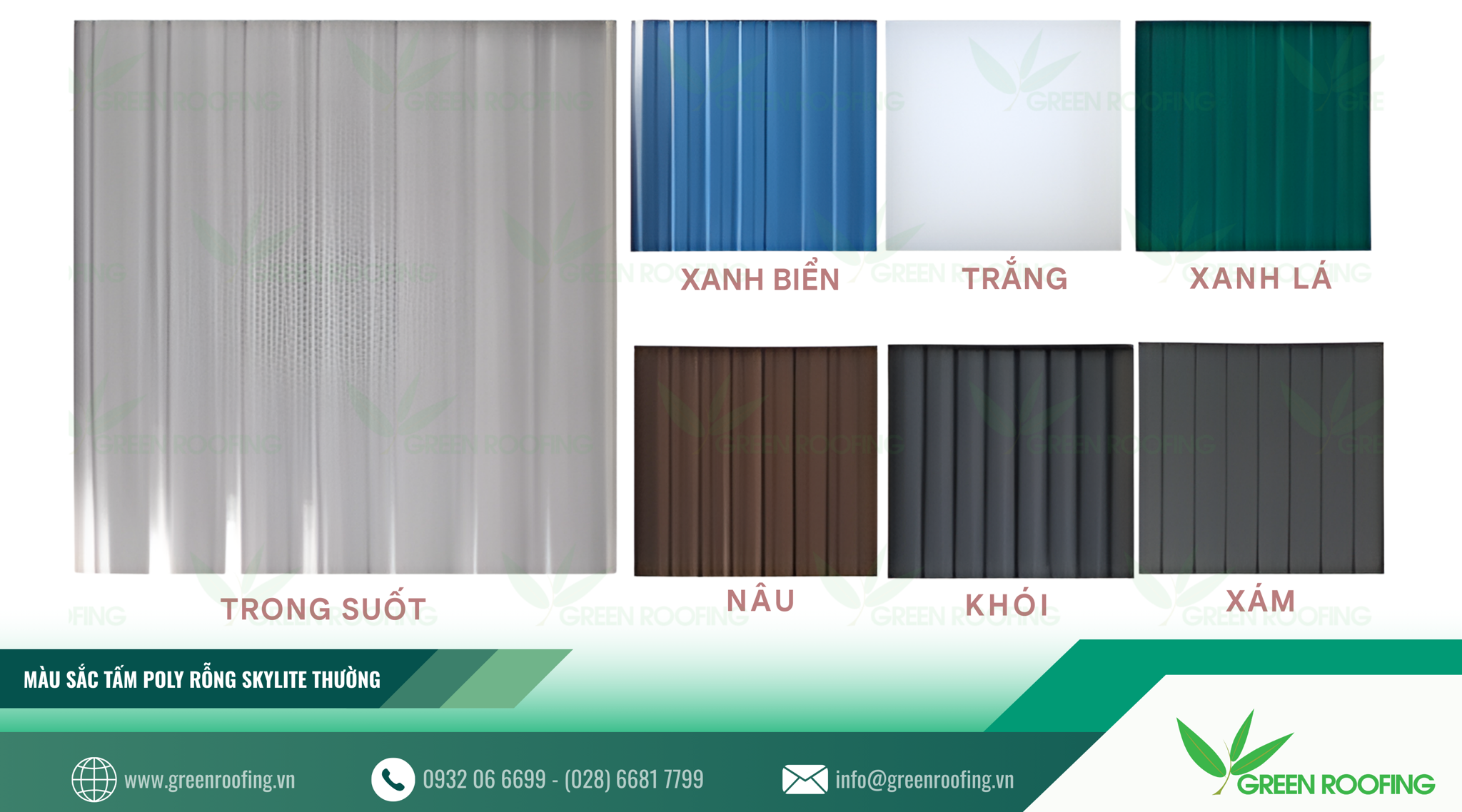màu sắc tấm polycarbonate rỗng