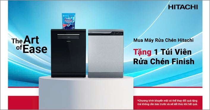 Ưu Đãi Mua Máy Rửa Chén Hitachi Tặng 1 Túi Viên Rửa Chén Finish