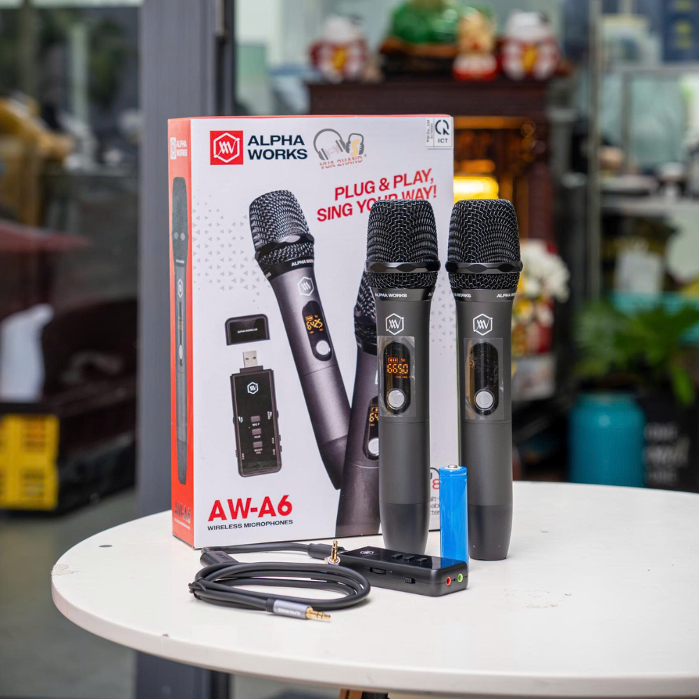 Ra Mắt Alpha Works A6 Micro Không Dây UHF Cao Cấp Cho Karaoke Gia Đình