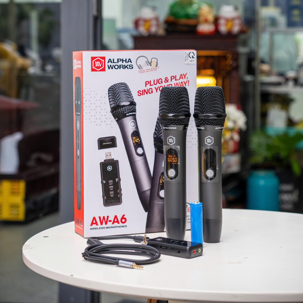 Ra Mắt Alpha Works A6 Micro Không Dây UHF Cao Cấp Cho Karaoke Gia Đình