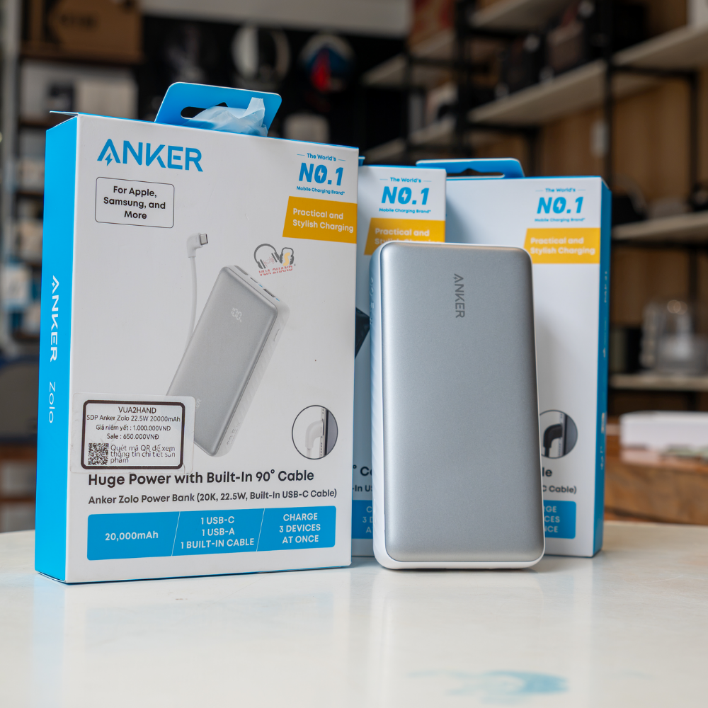 Sạc Dự Phòng Anker Zolo 20.000mAh 22.5W A110E Sạc Nhanh 3 Thiết Bị