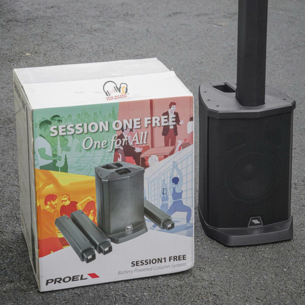 PROEL SESSION 1 FREE Loa Cột Di Động 400W Mạnh Mẽ từ Ý, Pin 10 Giờ