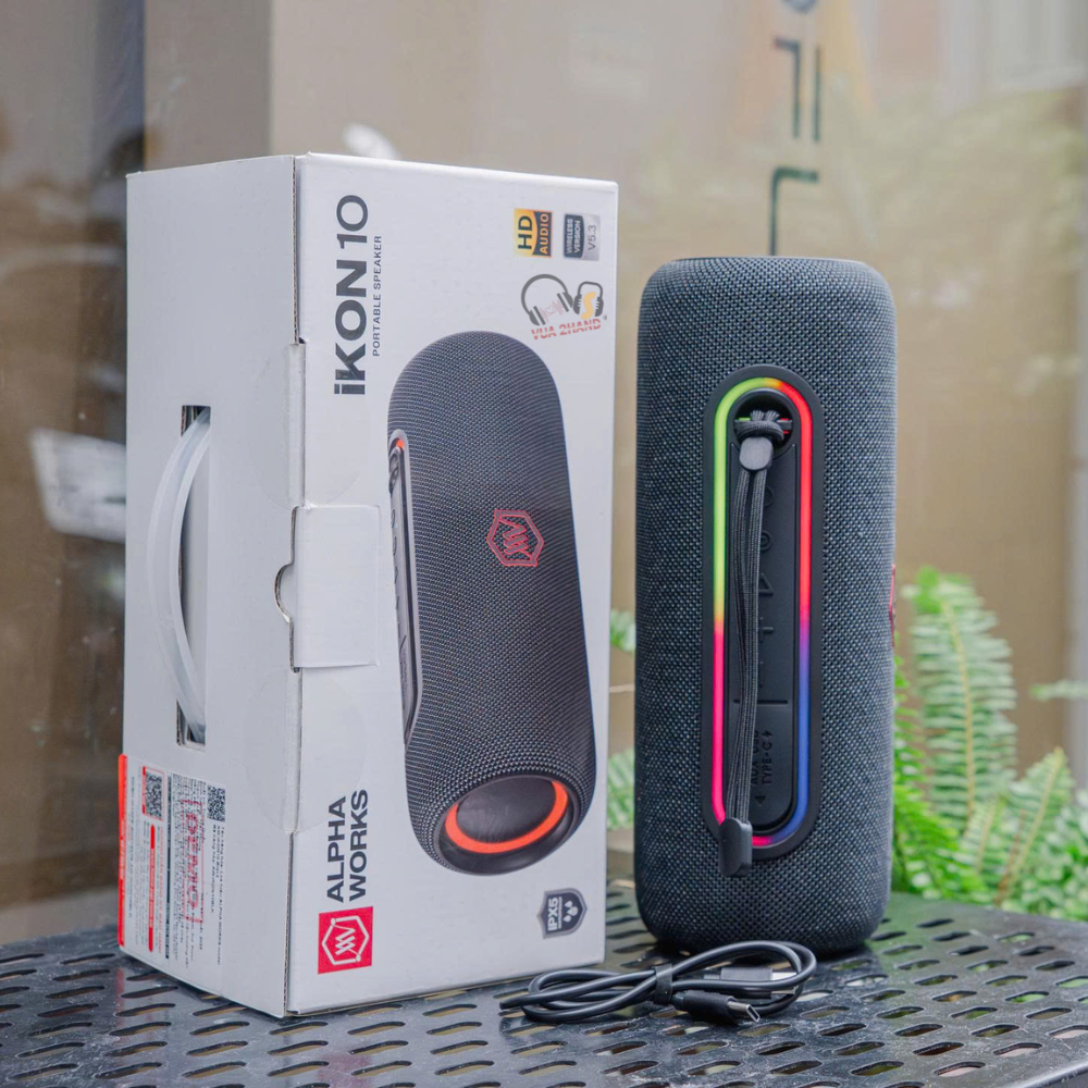 Alpha Works iKON 10 Loa Di Động, Đèn LED RGB, Âm Thanh Sống Động