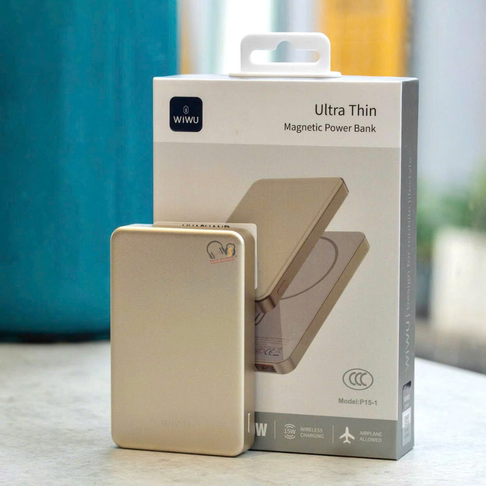 Sạc dự phòng Wiwu P15-1 Sạc nhanh 20W, MagSafe hít cực mạnh, Siêu mỏng