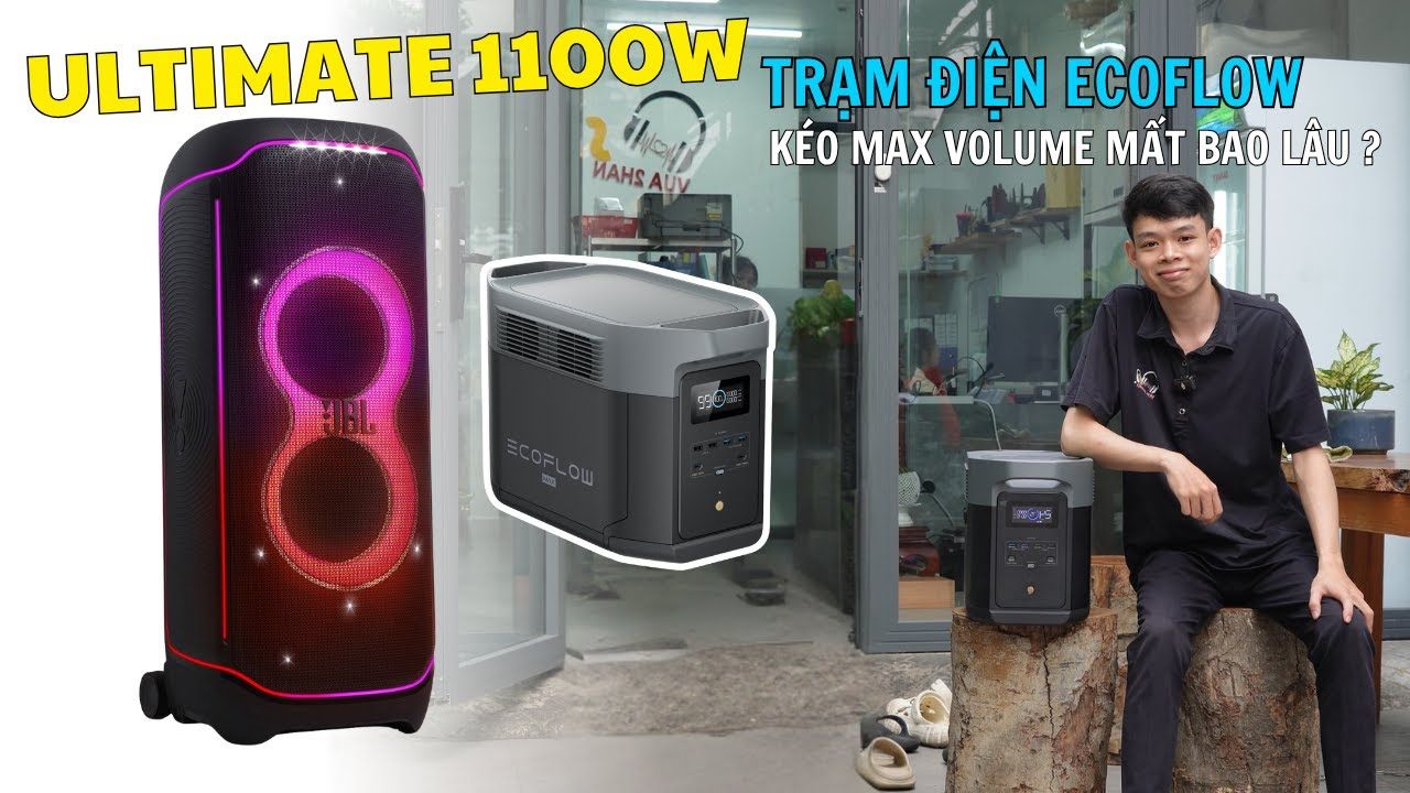 EcoFlow Delta 2 Max kéo max loa JBL PARTYBOX 1100W