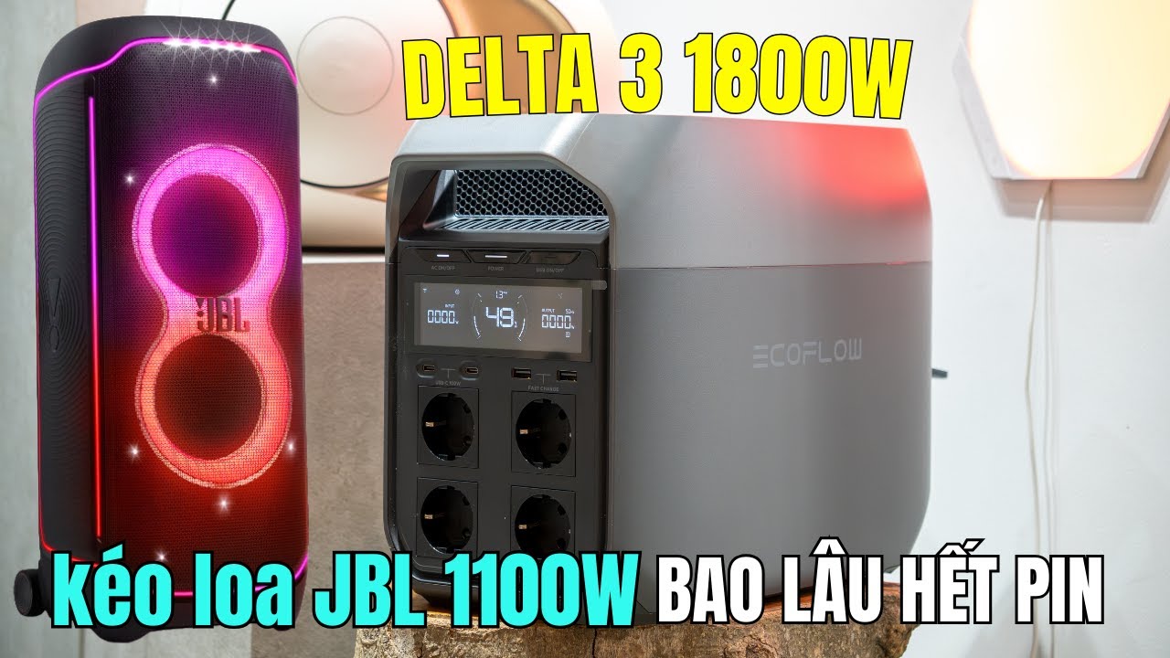 Thử kéo Loa JBL Partybox Ultimate 1100W bằng trạm điện EcoFlow Delta 3 1800W
