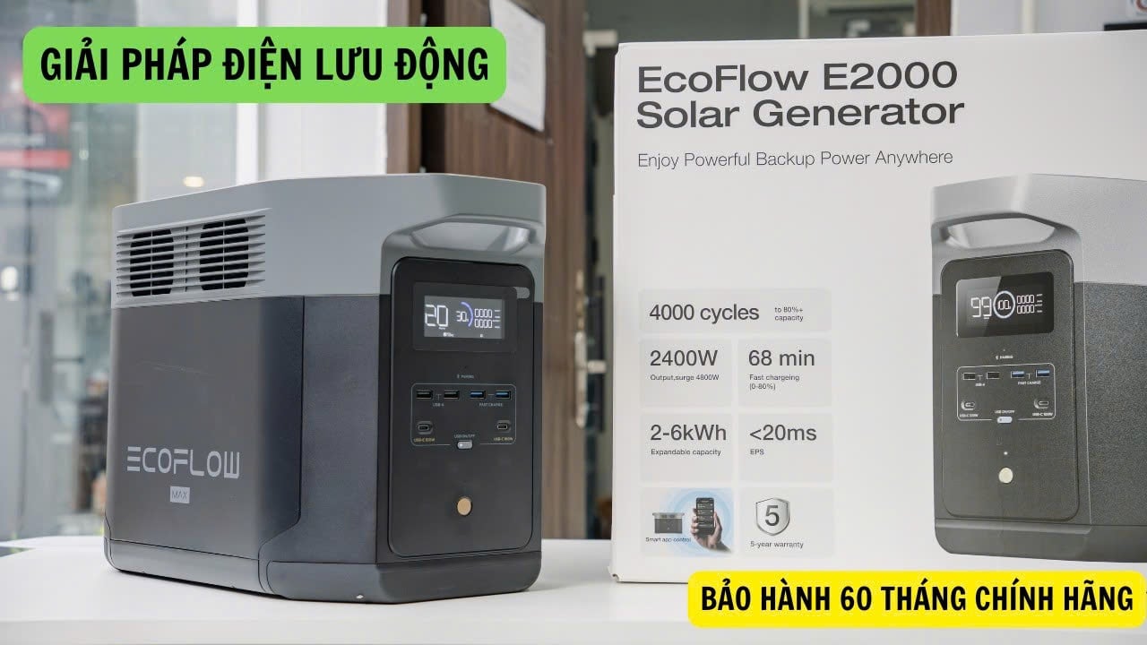 Trạm điện Ecoflow E2000 công suất 2400w - 2048wh khác gì Delta 2 max