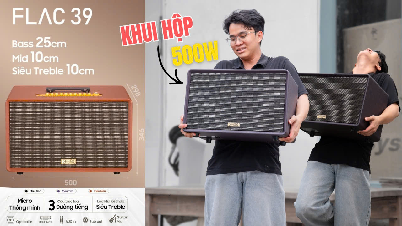 KHUI HỘP LOA KARAOKE 500W MỚI NHẤT ACNOS FLAC 39