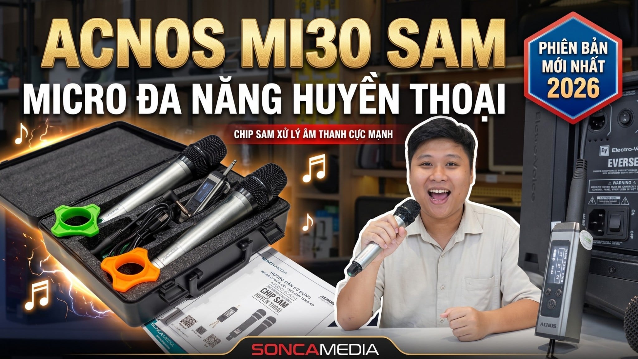 Combo Loa EV Everse 8 & Micro Acnos MI30-SAM Hát Karaoke