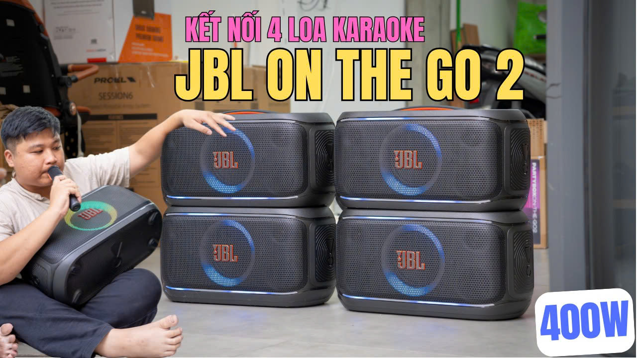 JBL PARTYBOX OTG 2 AURA CAST 4 LOA CÙNG LÚC 400W - 1 MIC 4 LOA
