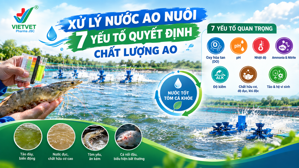XỬ LÝ NƯỚC AO NUÔI: 7 YẾU TỐ QUYẾT ĐỊNH CHẤT LƯỢNG AO
