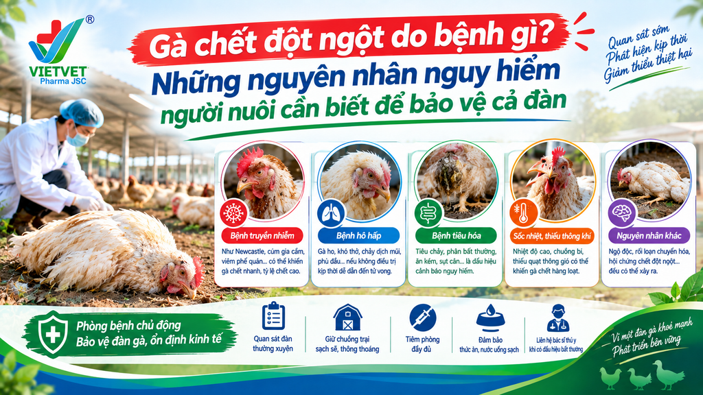 Gà chết đột ngột do bệnh gì Những nguyên nhân nguy hiểm người nuôi cần biết để bảo vệ cả đàn