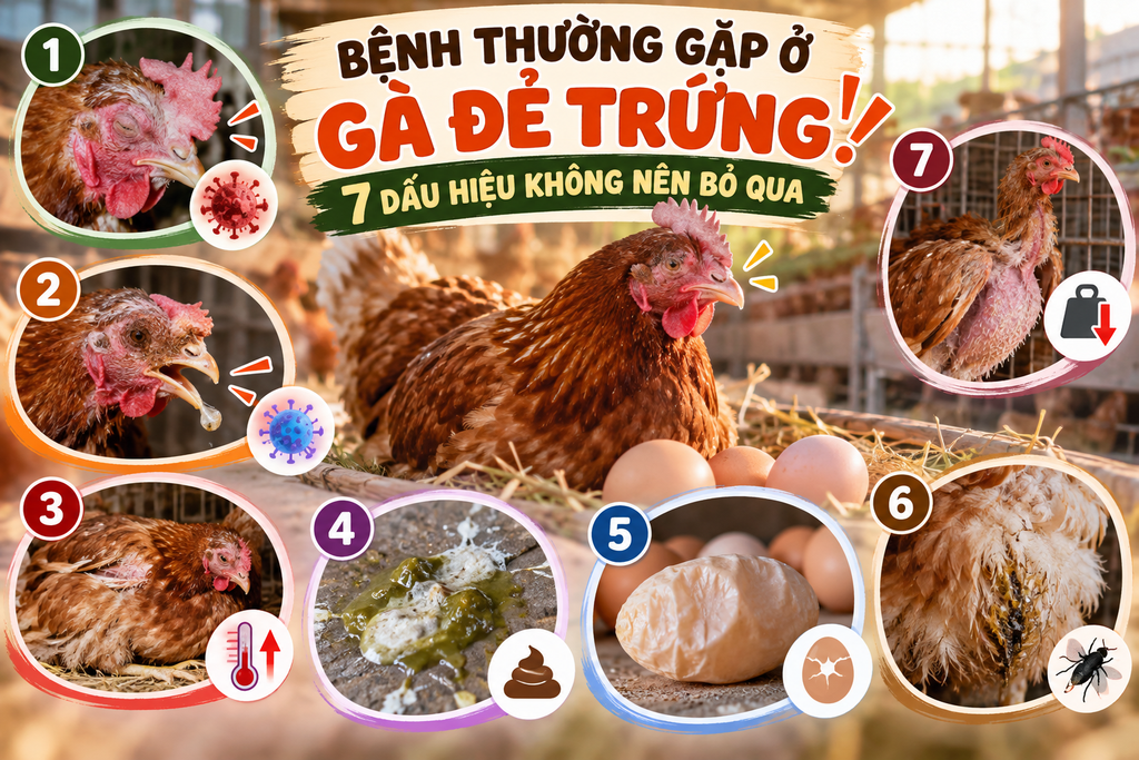 BỆNH THƯỜNG GẶP Ở GÀ ĐẺ TRỨNG: 7 DẤU HIỆU KHÔNG NÊN BỎ QUA