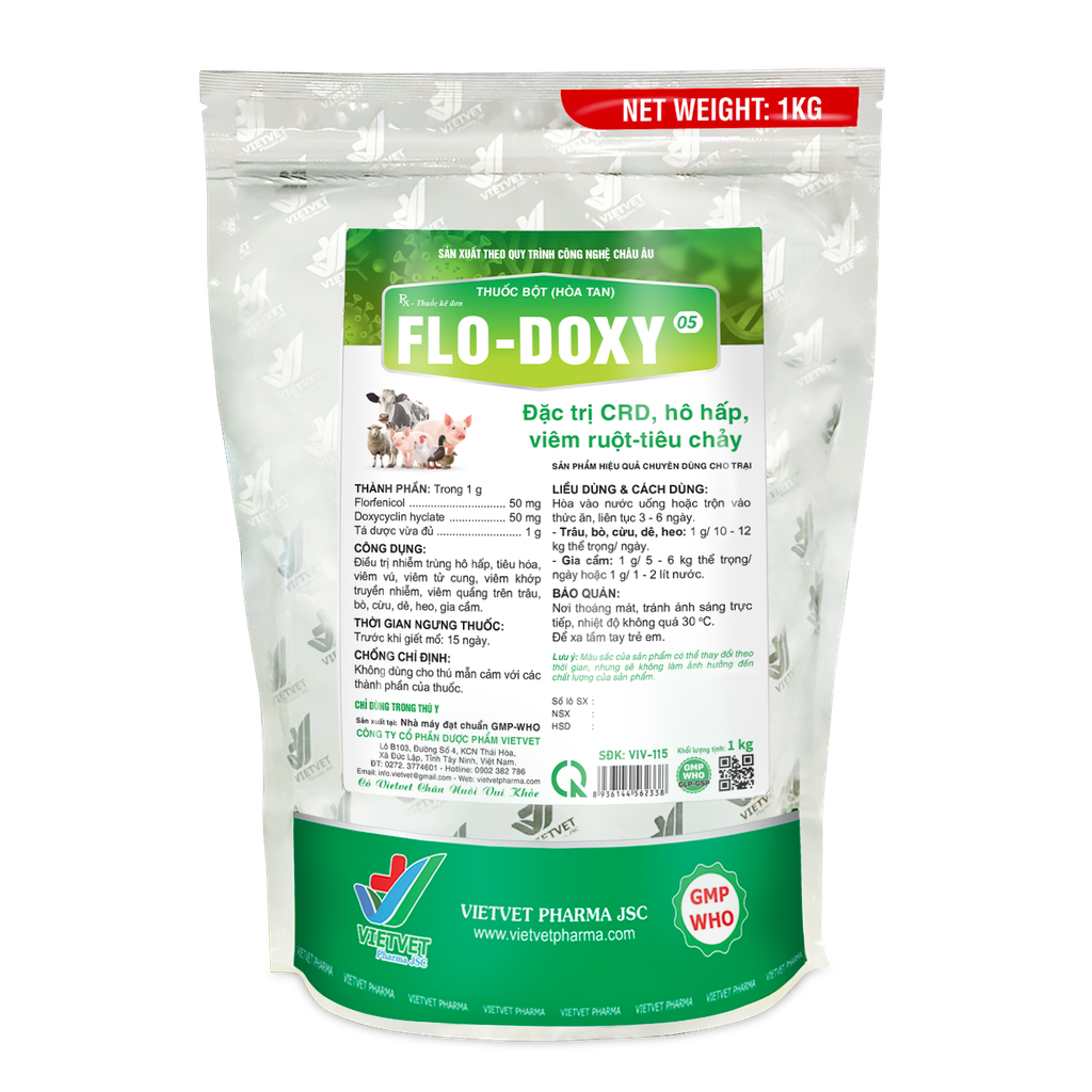 FLO-DOXY THUỐC THÚ Y VIETVET ĐIỀU TRỊ BỆNH HÔ HẤP