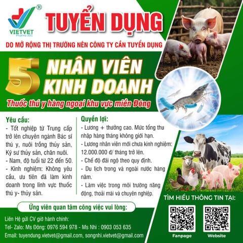 5 Nhân viên kinh doanh thuốc thú y hàng ngoại khu vực miền Đông