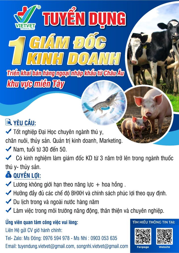 01 Giám đốc kinh doanh Triển khai bán hàng ngoại nhập khẩu từ Châu Âu  khu vực miền Tây