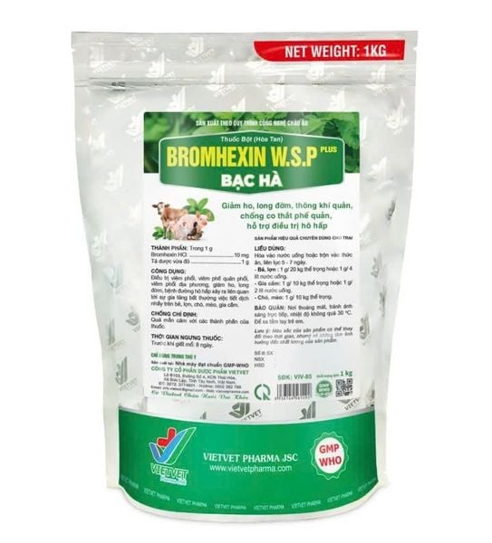 BROMHEXIN W.S.P PLUS BẠC HÀ – Làm sạch đường hô hấp, giảm khò khè - VIETVET