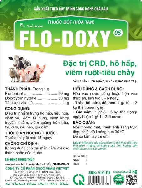 FLO-DOXY THUỐC THÚ Y VIETVET ĐIỀU TRỊ BỆNH HÔ HẤP