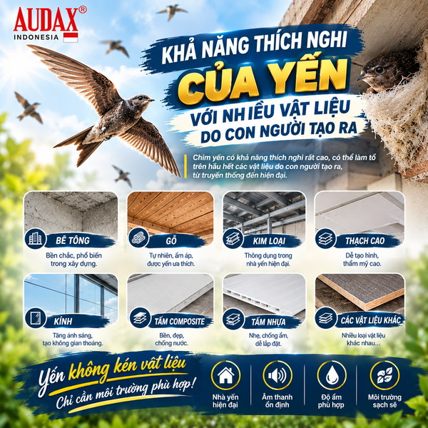 KHẢ NĂNG THÍCH NGHI CỦA YẾN VỚI NHIỀU VẬT LIỆU DO CON NGƯỜI TẠO RA
