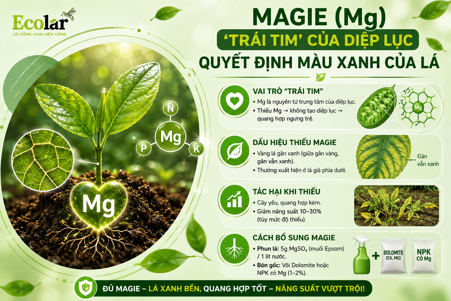 Magie (Mg) - 'Trái Tim' Của Diệp Lục, Quyết Định Màu Xanh Của Lá