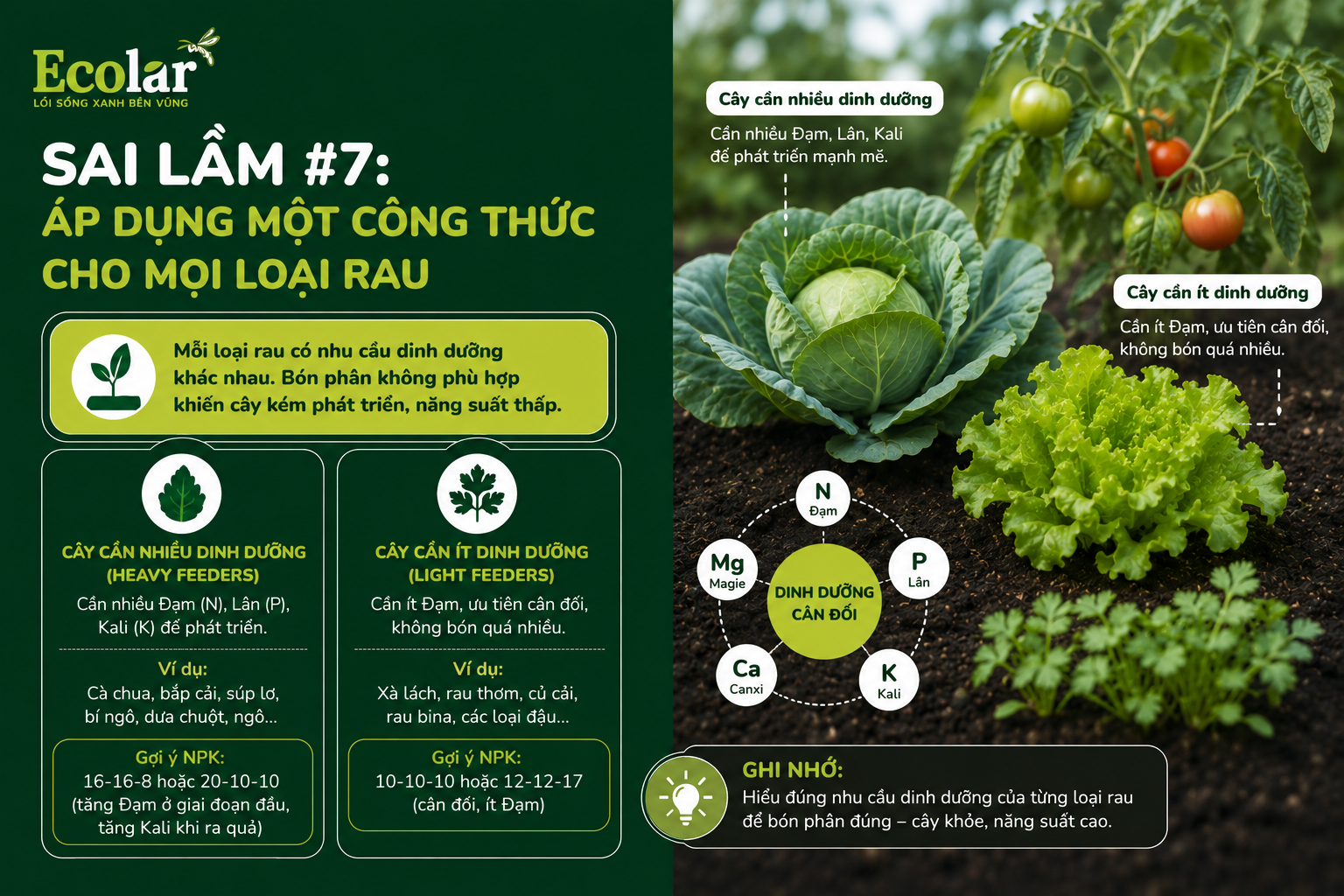 Sai Lầm #7: Áp Dụng Một Công Thức Cho Mọi Loại Rau