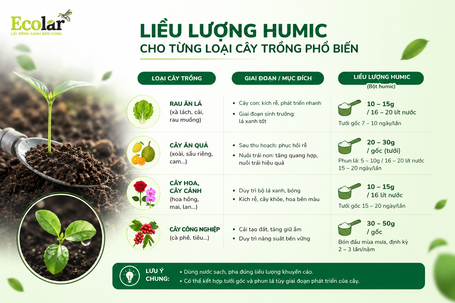 Hướng Dẫn Thực Tế: Liều Lượng Humic Cho Từng Loại Cây Trồng Phổ Biến