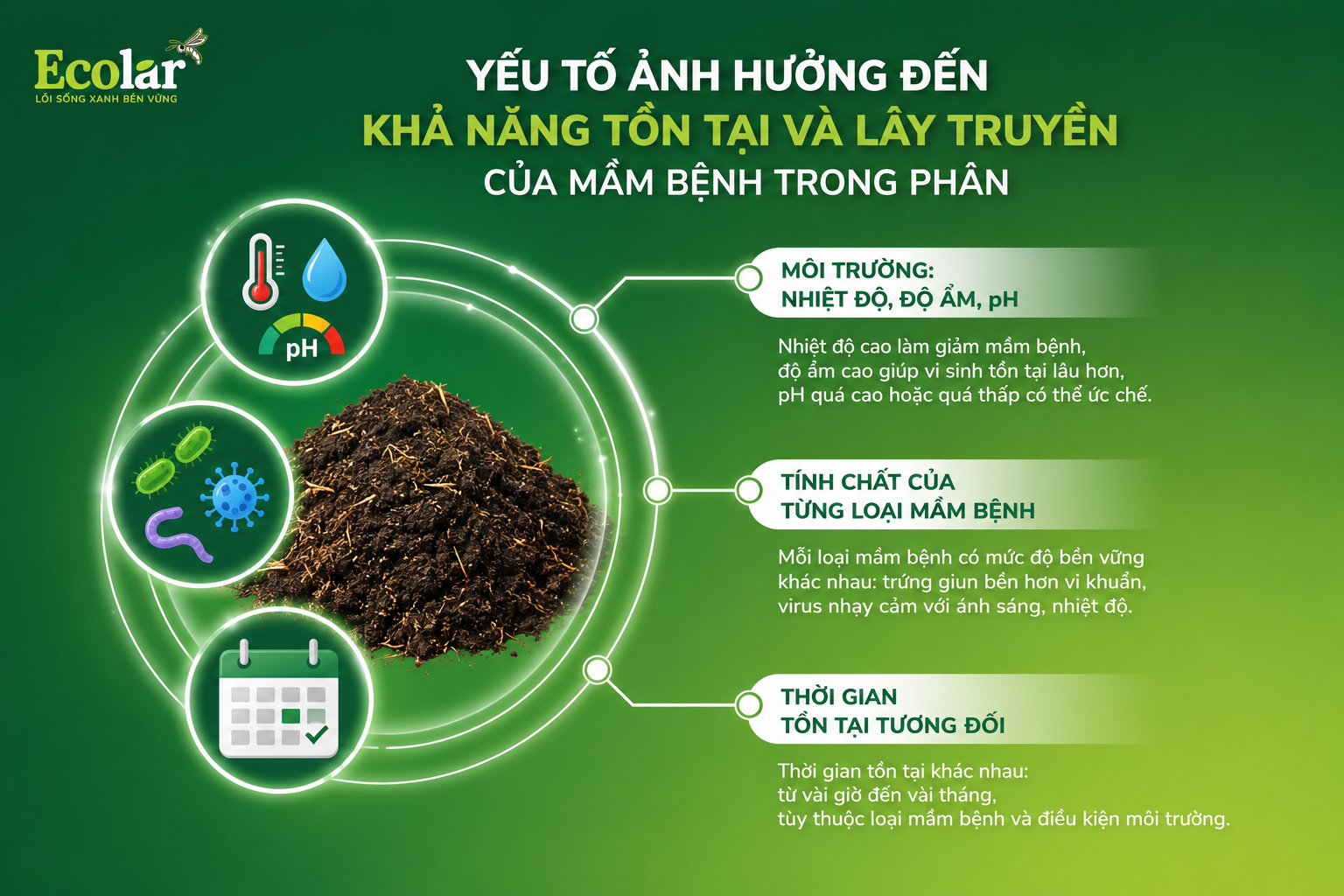 Yếu tố ảnh hưởng đến khả năng tồn tại và lây truyền của mầm bệnh trong phân